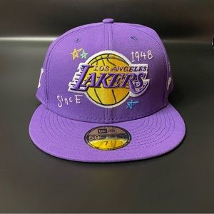 Los Angeles Lakers New Era Fitted Hat Scribble Collection Purple NBA